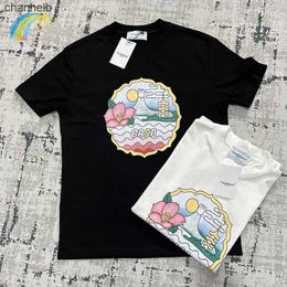 Men's T-Shirts 23SS Round Cartoon Printing Casablanca T Shirt Men Women High Quality Cotton CASABLANCA Casual Top Tee With Tags HKD230817