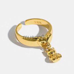 Band Rings YIZIZAI Ins Korean Cute Cartoon Mini Bear Ring for Lady Women Gold Silver Color Rings Pendant Jewelry Anillo Wholesale price Hot J230817