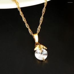 Pendant Necklaces Trendy Single Round Stone Star Women 24k Gold Colour Handmade Crystal Jewellery