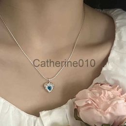 Pendant Necklaces VENTFILLE 925 SterlSilver Blue Zircon Necklace for Women Girl Liquid Lava Snake Bone Chain Jewellery Girls' Gift Dropshipping J230817