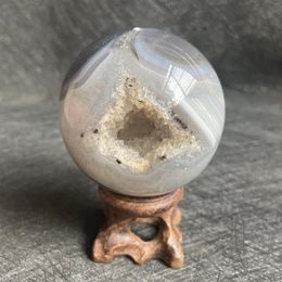Figurine decorative 288G Natural Naturan Crylian Crystal Ball Agate Geode sfera Decorazione di roccia ruvida in pietra lucidata guarigione in pietra