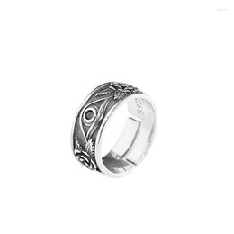 Cluster Rings Vintage 925 Sterling Silver God Eye Ring With Rose For Women Open And Adjustable