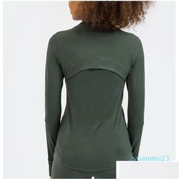 Yoga Outfit L-78 Autumn Zipper Jacket Quick-Drying Clothes Long-Sleeve Thumb Hole Training Running Women Slim Fitness Coat Sports Drop