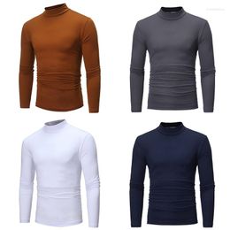 Men's T Shirts Long Sleeved T-shirt Autumn Winter Mens Thin Thermal Tshirt Half Collar Bottoming Slim Warm Cotton High Necked