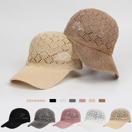 Ball Caps Summer Mesh Knitted Baseball Cap For Women Fashion Hollowed Breathable Outdoor Casual Sun Protection Girl Retro Snap Back Hat