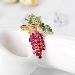 Brooches Women Rhinestone Grape Enamel Fruit Brooch Pin Cardigan Shawl Clip Jewelry Gift