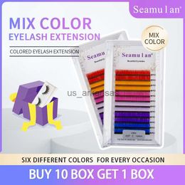 False Eyelashes Seamulan Mix Color Eyelashes Maquiagem High Quality Soft Natural Flase Mink Rainbow Eyelash Cilios False Eyelashes Supplier HKD230817