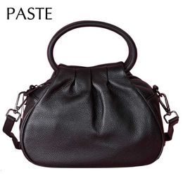 Hobo Elegant Soft Leather Circle Ring Hand Bag Dumpling Luxury Handbags Ruched Design Daily Pouch Small Female Crossbody Bag Cowhide HKD230817