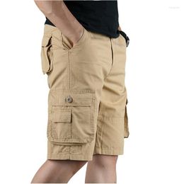 Men's Shorts Summer Cargo Casual Cotton Loose Multi Pockets Baggy Military Tactical Work Breeches Bermuda Masculino 46