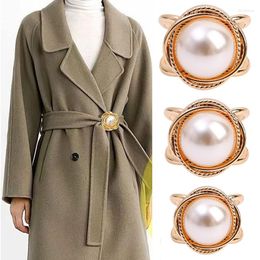 Brooches Luxury Pearl Silk Scarf Buckle Coat Belt Buckles For Women Cross Brooch Pins Ring Clothing Corner Knotted Accessories
