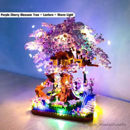 Blocks 2200pcs Purple Sakura Tree House Mini Diamond Building Blocks Swing Flower Garden Micro Blocks B Toys for Children Gifts R230817