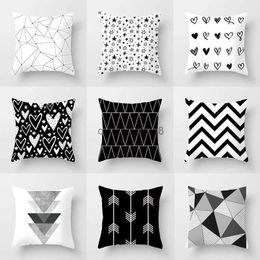 Pillow Case Black and White Geometric Case Cover Striped Dots Geometric Decorative cases Geometric Throw Case case HKD230817