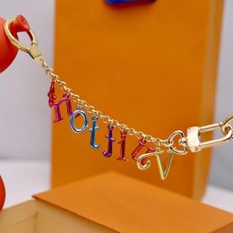 Stylish Colorful Luxury Designer Keychain Letter Pendant Gold Key Buckle Detachable Keychains For Mens Womens Keys Bag Ornaments W256x