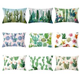 Pillow Case Tropical green plant cushion cover case modern sofa living room car cushion cover home decoration case HKD230817