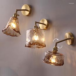 Wall Lamp Nordic Retro Bedroom Bedside Brass Background Creative Personality Cafe Ice