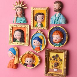 Fridge Magnets Van Gogh Refrigerator Cartoon Magnetic Stickers Handmade Resin Crafts Cute Souvenir Magnet Gift For Kids Birthday 230816