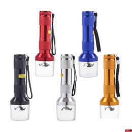 Other Home Garden Smoking Aluminium Electric Tobacco Grinder Crusher Herb Grinders Flashlight Pollen Cigarette Alloy Metal Handheld Dh5Sx