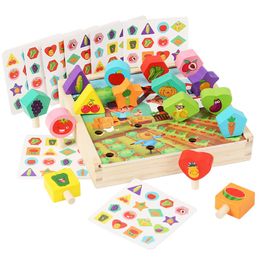 Giocattoli sportivi per bambini Montessori Apprendimento Conteggio dei colori forme frutti verdure matching cognitive matching games Earch Education Wooden 230816