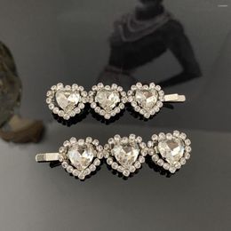 Hair Clips Heart-shaped Single Crystal Hairpin Divided Into Left And Right Styles
