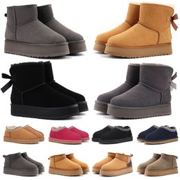 2023 Designer Winter Classic Mini Snow Boots - Tazz fluffy slipper bootss Tasman Solid Leather Ankle Boots with Chestnut fluffy slipper boots and WarmFur Booties