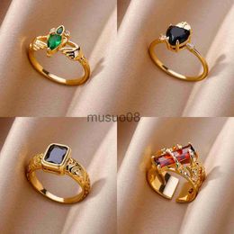 Band Rings Rings for Women Stainless Steel Zircon Ring Luxury Gold Colour Electroplated Rings Jewellery Accessories Wholesale Adjustable J230817