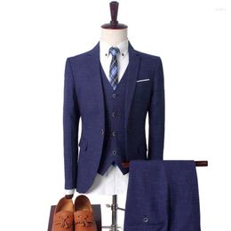 Men's Suits Formal Business Wedding 3 Pieces Set/Male Blazers Jacket Pants Vest Trousers Dress Waistcoat Brand Fashion Clothing
