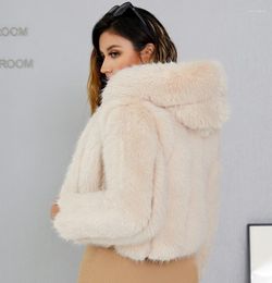 Women's Fur 2023 Furry Short Faux Coats Jackets Women Fluffy Coat With Hooded Winter Thick Warm High Quality Jacket Overcoats