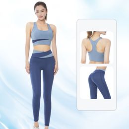 Yoga Outfits Two Piece Yoga Set Women Workout Sportswear Suit For Fitness Gym Clothing Leggings With Bra Sleeveless Crop Top Women Tracksuit 230817