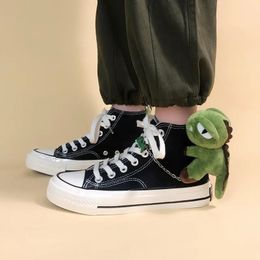 Dress Shoes Casual Trend Men Canvas Chain Panda Dinosaur Dolls Black Couple Skateboard Youthful High Top Vulcanised Sole 230816