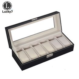 Jewelry Boxes 6 Grids Watch Box PU Leather Watch Case Holder Organizer Storage Box for Quartz Watches Jewelry Boxes Display 230816