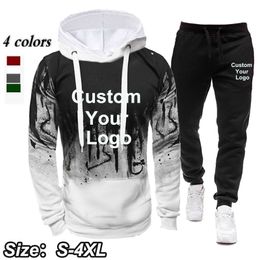 Mens Tracksuits Fashion Custom Your Men Long Sleeve Hoodies Pants Outdoor Sportwear Gym Running Suits Pullover Hoody Tracksuit 230817