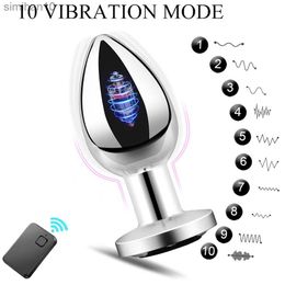 Anal Toys 10 Frequency Vibrating Male Prostate Massager Remote Control Stainless Steel Anal Plug Sex Shop Toys Vibrator For Men HKD230816