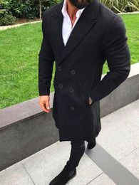 Men's Suits Winter Black Tweed Long Jacket Men For Wedding Casual Groom Tuxedo Green Costume Homme Slim Fit Terno Masculino 2Piece