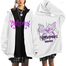 Women's Hoodies 2023 Gothic Hoodie Pullover Zipper Tops Autumn Retro Butterfly Boy/girls Y2K Sweatshirts Streetwears Unisex Casual Sport