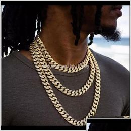 Pendant Necklaces Pendants Jewellery Drop Delivery 2021 Karopel Iced Out Bling Rhinestone Gold Sier Miami Cuban Link Chain Diamond Mens Dhqwm