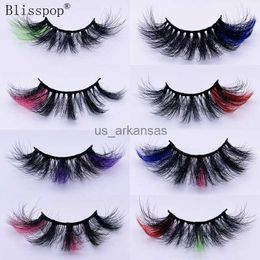 False Eyelashes Fluffy 25MM Mink Eyelashes Colored Lashes With Glitter Bulk Wholesale Pink White Red Blue Thick Mink Lashes Supplies Makeup Tool HKD230817