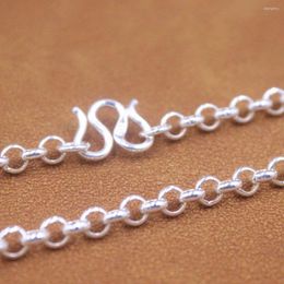 Chains 999 Pure Silver Necklace For Women 4mm Width Rolo Link 45cm Length Sweater Chain 15-16g