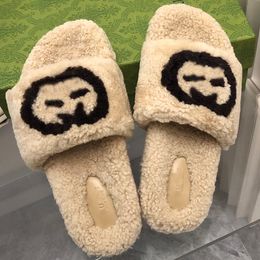 Sandals designer womens slipper sandal fashionable warm wool cotton black white shoes indoor outdoor womens slipper autumn winter High-end,