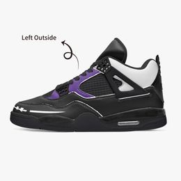 DIY custom basketball shoes mens and womens classic domineering all black and purple interwoven trainers outdoor sports 36-46