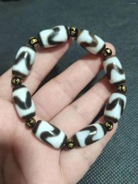 Loose Gemstones High Quality Fine Dzi Beads Bracelet Tiger Tooth Natural Agate Ji Powerful Amulet Collectible For Men & Women Jewelry