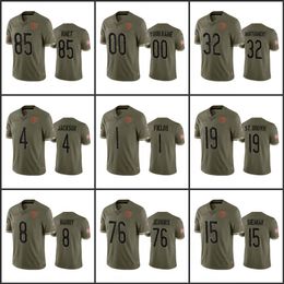 Chicago''Bears''Men 85 Cole Kmet 34 Walter Payton 1 Justin Fields 4 Eddie Jackson Women Youth Olive Custom Salute To Service Limited Jersey