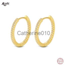 Charm Aide 925 SterlSilver 15mm Big Circle Hoop Earrings 18K Gold AAAAA Zircon Pave Huggie Earrings For Women Gift Fashion Jewellery J230817