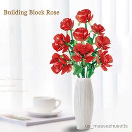 Blocks 9 Roses Bouquet Building Blocks Girl Toys Creative Home Decoration DIY Plant Bouquet Building Blocks Children's Toy Gifts No Box R230817