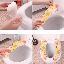 Toilet Seat Covers 5 Pair Pads Cartoon Sticky Washroom Warmer Washable Cover For Home Reusable ( )