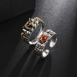 Band Rings Bolshevik Soviet Iron Fist Red Star Inlaid Copper Ring Socialist Hero Venus Sickle Jewellery Open Ring J230817