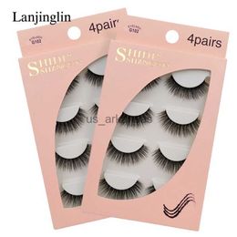 False Eyelashes LANJINGLIN 3/4 pairs mink eyelashes false lashes mink 3d fake eyelash extension make up cilios natural long cruelty free lash HKD230817