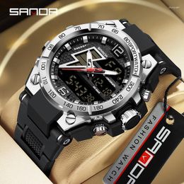 Wristwatches SANDA 6137 2023 Top Brand Men's Watches 5ATM Waterproof Sport Military Wristwatch Quartz Watch For Men Clock Relogio Masculino