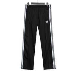 Men's Casual Pants Streetwear Awge Needles Sweatpants Women Men Striped Zipper Pant Butterfly Embroidery Joggers Trou242my9ql