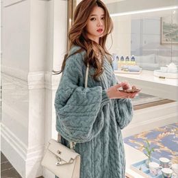 Women's Sweaters Thick Balloon Sleeves Large Size Mid-length Knitted Languid Sweater Winter Korean Version Of The Model