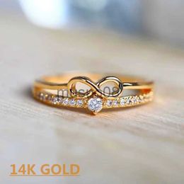 Band Rings Chic Bow Shape Finger Ring for Women Infinity Sign Cubic Zirconia Rings Fashion Finger Accessories Daily Party Jewellery J230817